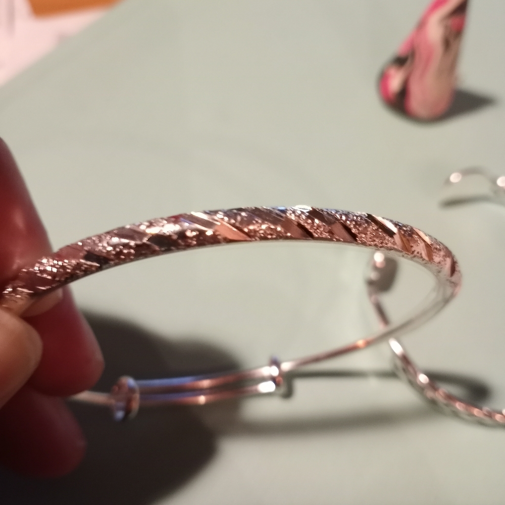 NEW S925 Handmade Diamond Cut Adjustable Bracelet - Picture 11 of 13